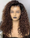 Jessies Wig Glueless Invisiable Crystal HD Lace Ombre Chocolate Brown Curly 13x4 Lace Front Human Hair Wig