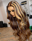 Jessies Wig Glueless Invisiable Crystal HD Lace Highlight Brown Body Wave 13x4 Lace Front Wig Honey Blonde 4x4 Lace Human Hair Wig