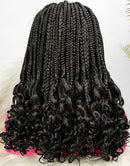 Jessies Wig T1B/27 4x4 Lace Braided Wig T1B/30 Box Braided Micro Braids With Curly Ends