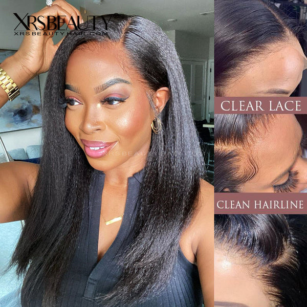 Xrs Beauty Hair Human Hair HD Lace Front Wig Yaki Straight 13x6 *NEW* CLEAR LACE & CLEAN HAIRLINE [LFW19]