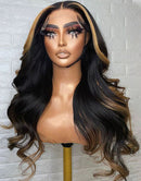 Jessies Wig Balayage Honey Color Body Wave 4x4 Lace Wig Glueless Lace Front Human Hair Wigs