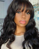 Jessies Wig Body Wave True Scalp Wig With Bangs Glueless Human Hair Wig With Fringe