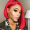 13x5x2 T PART LACE BOB WIG SILKY STRAIGHT Red Human Hair Wigs 180% Density