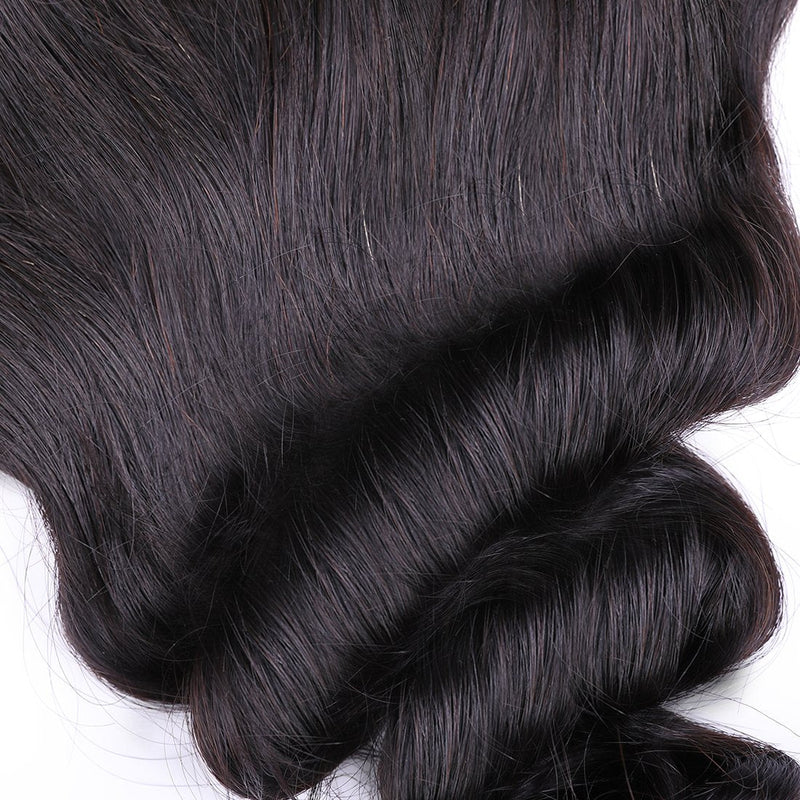 CurlyMe Loose Wave Virgin Human Hair 13x4 Lace Frontal Natural Black