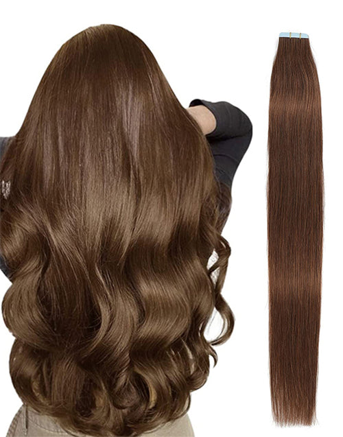 Jessies Wig Tape in Dark Brown Straight Human Hair Extensions #4