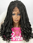 Jessies Wig T1B/27 4x4 Lace Braided Wig T1B/30 Box Braided Micro Braids With Curly Ends