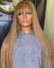 Jessies Wig #27 Honey Color Straight Wig With Bangs Glueless Human Hair Wig With Fringe