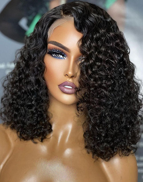 Jessies Wig Ocean Curl 13x4 Lace Front Bob Wig Glueless Human Hair Wig