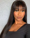 Jessies Wig True Scalp Straight Wig With Bangs Glueless Human Hair Wig With Fringe