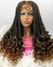 Jessies Wig T1B/27 4x4 Lace Braided Wig T1B/30 Box Braided Micro Braids With Curly Ends