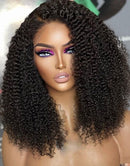 Jessies Wig Afro Kinky Curly 4x4 Crystal HD Lace Wig With Natural Kinky Edge Baby Hair Line Glueless Wig