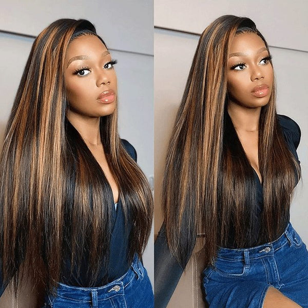 Pre Cut Lace | Upgrade Breathable Airy Cap Piano Color 1B/27 13X4/6x5 Body Wave/Straight HD Lace Frontal Pre-plucked Easy Wear And Go Wig