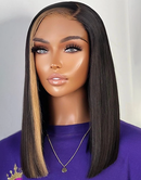 Jessies Wig Upgrade Lace 5X6 Pre Cut Lace Double Drawn 15A Crystal HD Lace Highlight Blunt Cut Bob Wigs Side Part