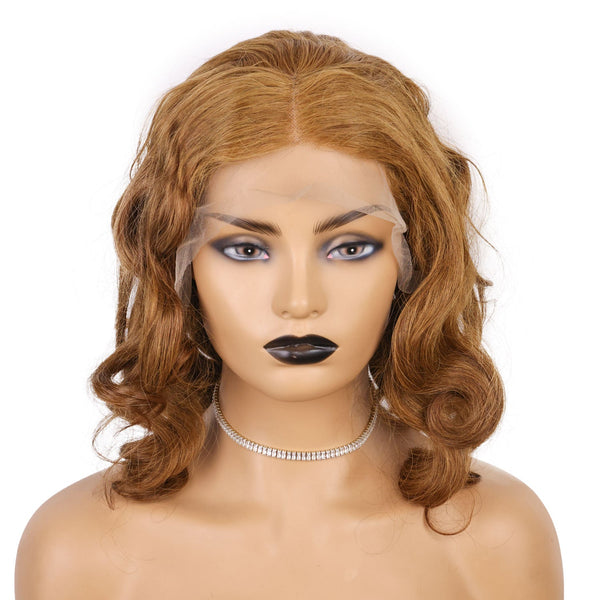 Xrs Beauty Hair Honey Brown 16 Inch Shoulder Length 13x4 Lace Front Wig With Spiral Curly Ends [CXW46]