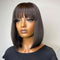 Aligrace Full Machine Made Straight Short Bob Wigs with Bangs