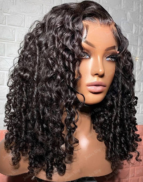 Jessies Wig Summer Pixie Curl 13x4 Lace Frontal Human Hair Wig Glueless Preplucked Wig