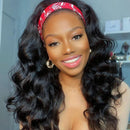 Dola Hair Dola Hair Body Wave Headband Wig Glueless Human Hair Wig With Pre-attached Scarf Half Wig 150% Density