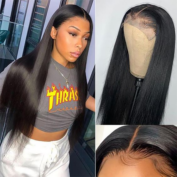 Dola Hair 4X4 Lace Closure Wig Natural Straight Brazilian Hair 180 Density