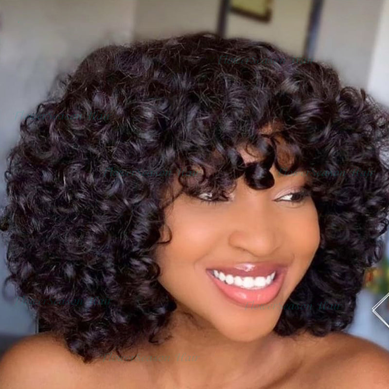 Dola Hair Natural Rose Curls Bang Wig Human Hair