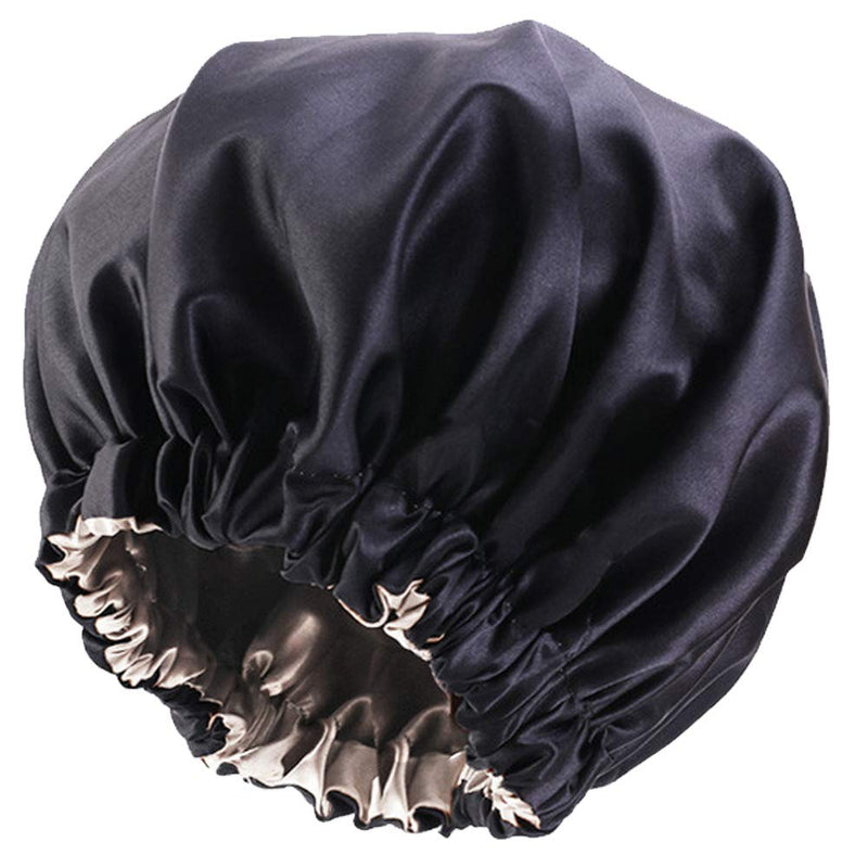 Dola Hair 2Pcs Elastic Band Adjustable Large Satin Silk Bonnet Sleep Cap