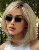 Jessies Wig Ombre Ash Blonde Straight 13x4 Lace Front Bob Glueless Wig Human Hair