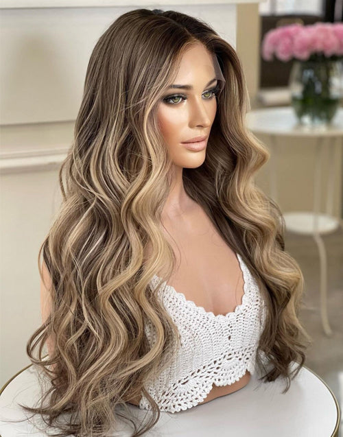 Jessies Wig Luxury Wig Human Hair Wigs With Balayage Wavy Lace Front Human Hair Wigs for Women