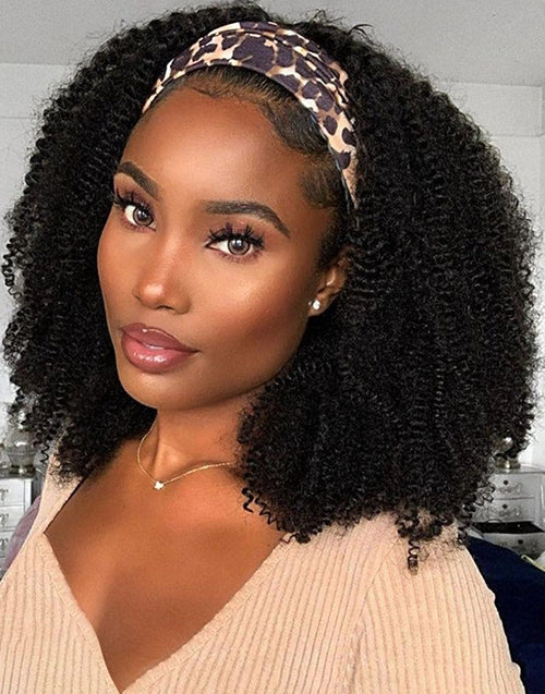 Jessies Wig Flash Deal $100 20" Afro Kinky Curly Headband Wig No Glue Human Hair Wig