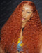 Jessies Wig TIKTOK #350 Ginger Color Curly 13x4 Lace Wig Glueless Pre Plucked Human Hair Wigs