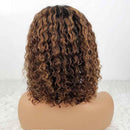 Aligrace 4x4 Lace Curly BoB Wigs Highlight Brown Color