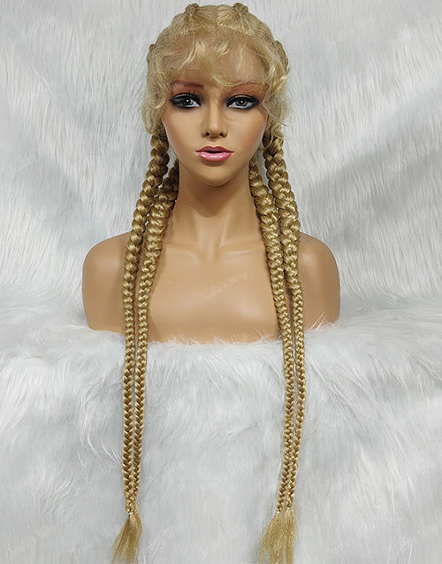 Jessies Wig Hand-Braided Lace Braided Wigs with Braid Ponytails with Baby Hair for Women