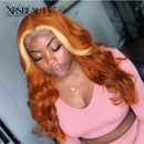 Xrs Beauty Hair Ginger Wavy Wig With 613 Blonde Highlights Human Hair Wigs With Baby Hair [CFW42]