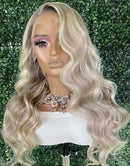 Jessies Wig Balayage Ash Blonde Wavy 13x4 Frontal HD Lace Wig Glueless Human Hair Wig