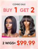 Jessies Wig BUY 1 GET 2  $99.99=10" Straight 4x4 Lace Bob Wig+8" Body Wave Wig With Bangs