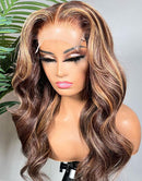 Jessies Wig Balayage Brown Body Wave 5x5 Lace Wig Preplucked Glueless Human Hair Wig