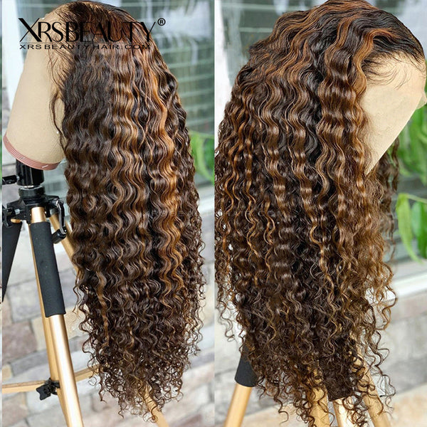 Xrs Beauty Hair #2/30 Highlight Water wave Front Lace Wig Virgin Hair Natural Hairline [CFW28]