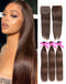 Jessies Wig 30inch Straight Brazilian Hair Weave Bundles Brown Pre-colored 3 Bundles With Closure