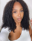 Jessies Wig 4B 4C Thin V Part Wig Glueless Afro Kinky Curly Human Hair Wig No Leave-Out