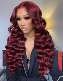 Jessies Wig 99j Burgundy Loose Deep Wave Wig Beautiful Crimp Wave 13x4 Lace Frontal | 4x4 Closure Human Hair Wigs