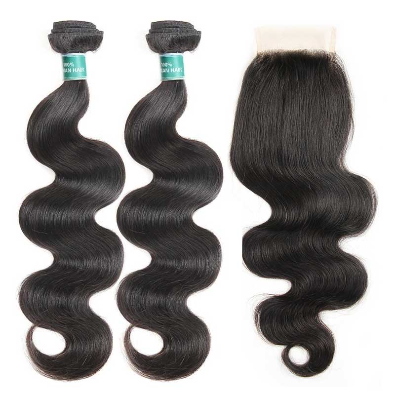 Ali Grace Brazilian Body Wave Hair Bundles 2 Pcs With 4x4 Lace Closure