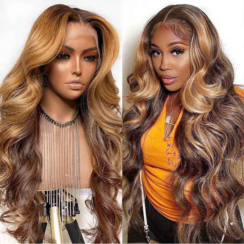 Aligrace 13x4 Frontal Lace Body Wave Glueless Wig 4/27 Highlight Color