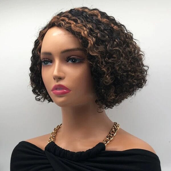 Aligrace Hair Curly Bob Wigs P4/27 Highlight Color