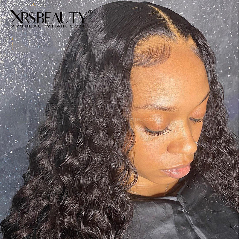 Xrs Beauty Hair Natural Black Curly Human Hair 13x5 Lace Front Wig Pre Plucked Hairline With baby Hair [LFW26]