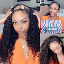 Dola Hair 180 Density Headband Wig Curly Human Hair Wig With Free Scarf Natural Color Wig For Black Women