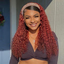 Dola Hair Red Deep Curly Headband Wig Brazilian Human Hair