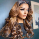 Dola Hair Brazilian Ombre Body Wave Wi Lace Front Brown Wig With Black Roots