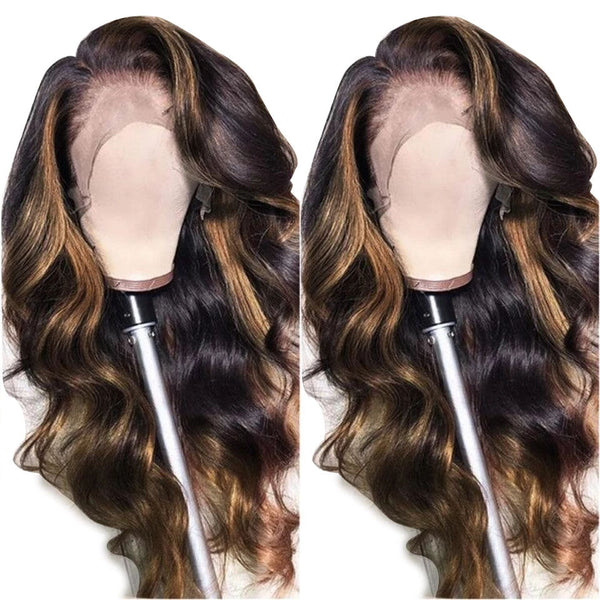 Dola Hair Highlight Body Wave Lace Closure Human Hair Wig 180 Density