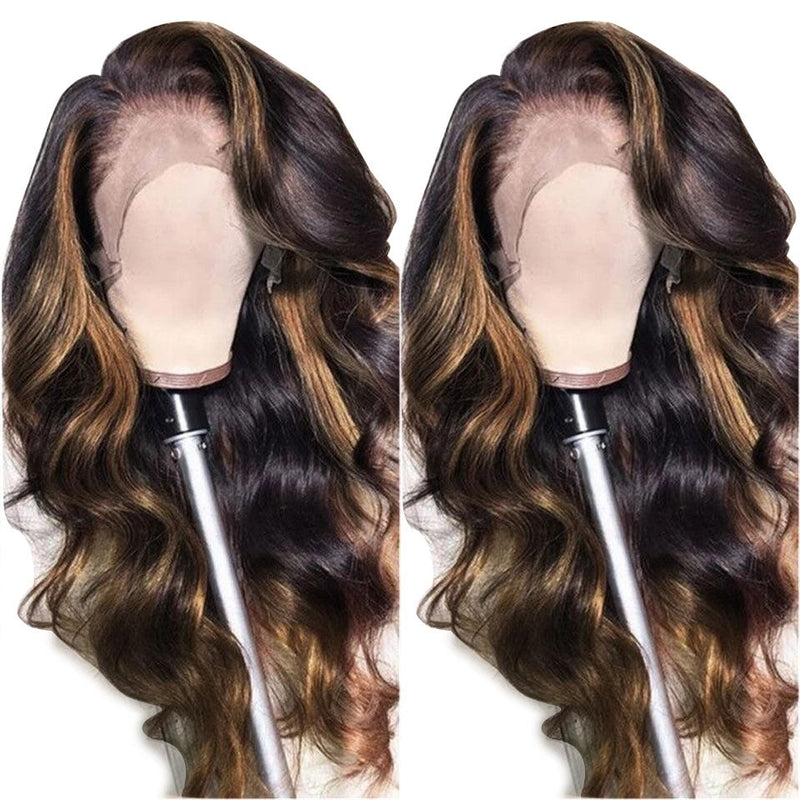 Dola Hair Highlight Body Wave Lace Closure Human Hair Wig 180 Density