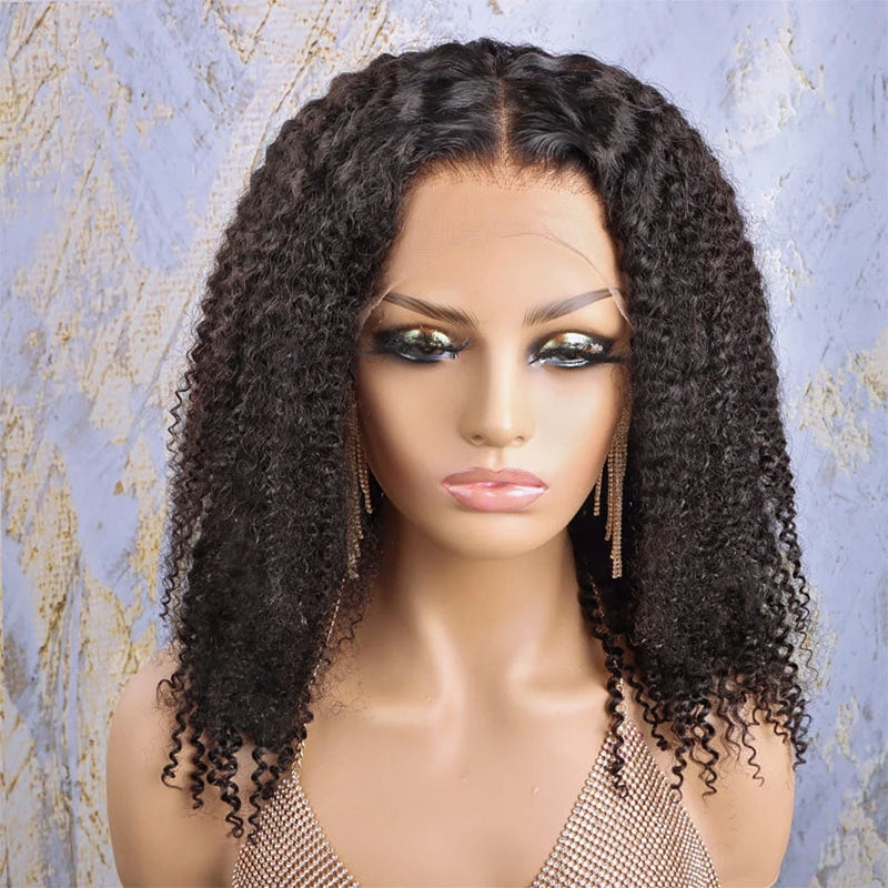 Dola Hair Kinky Curly Lace Front Fake Scalp Wig Brazilian Human Hair