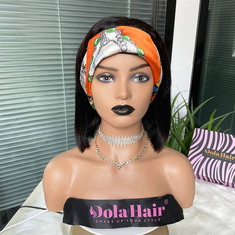 Dola Hair Headband Bob Wig Straight Human Hair (Get 3 Free Headband)