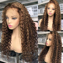 Dola Hair Highlight Deep Curly Lace Closure Wig Brazilian Human Hair 180% Density